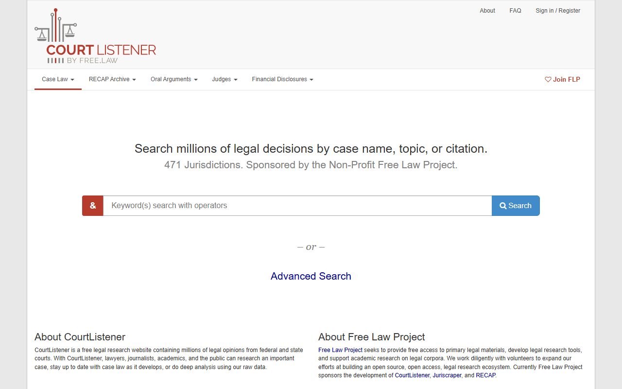 CourtListener federal docket research tool used alongside Washtenaw County court dockets