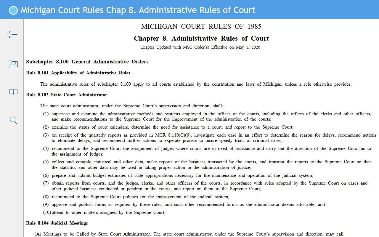 Washtenaw County court records governed by Michigan Court Rule 8.119