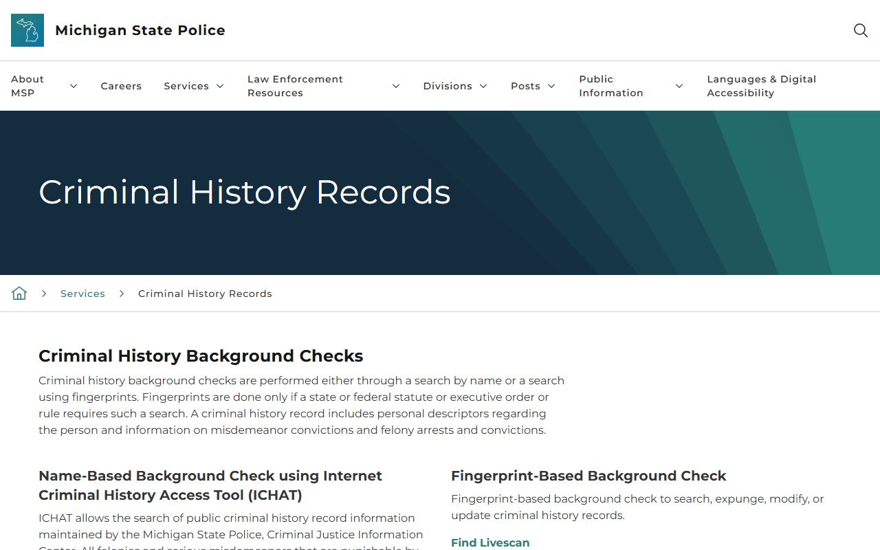 Washtenaw County criminal court records and Michigan criminal history ICHAT