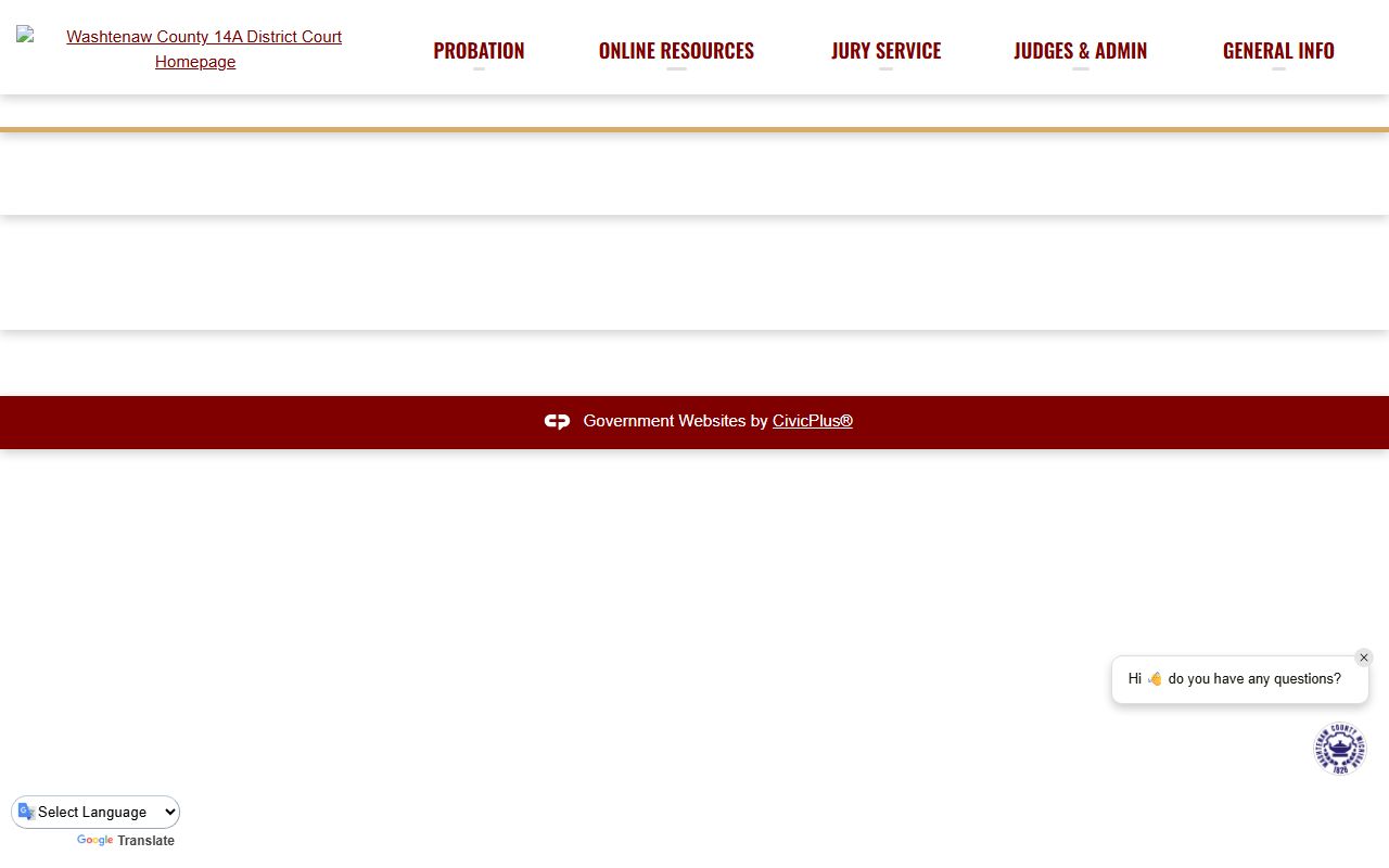 Washtenaw County 14A District Court records and case lookup page