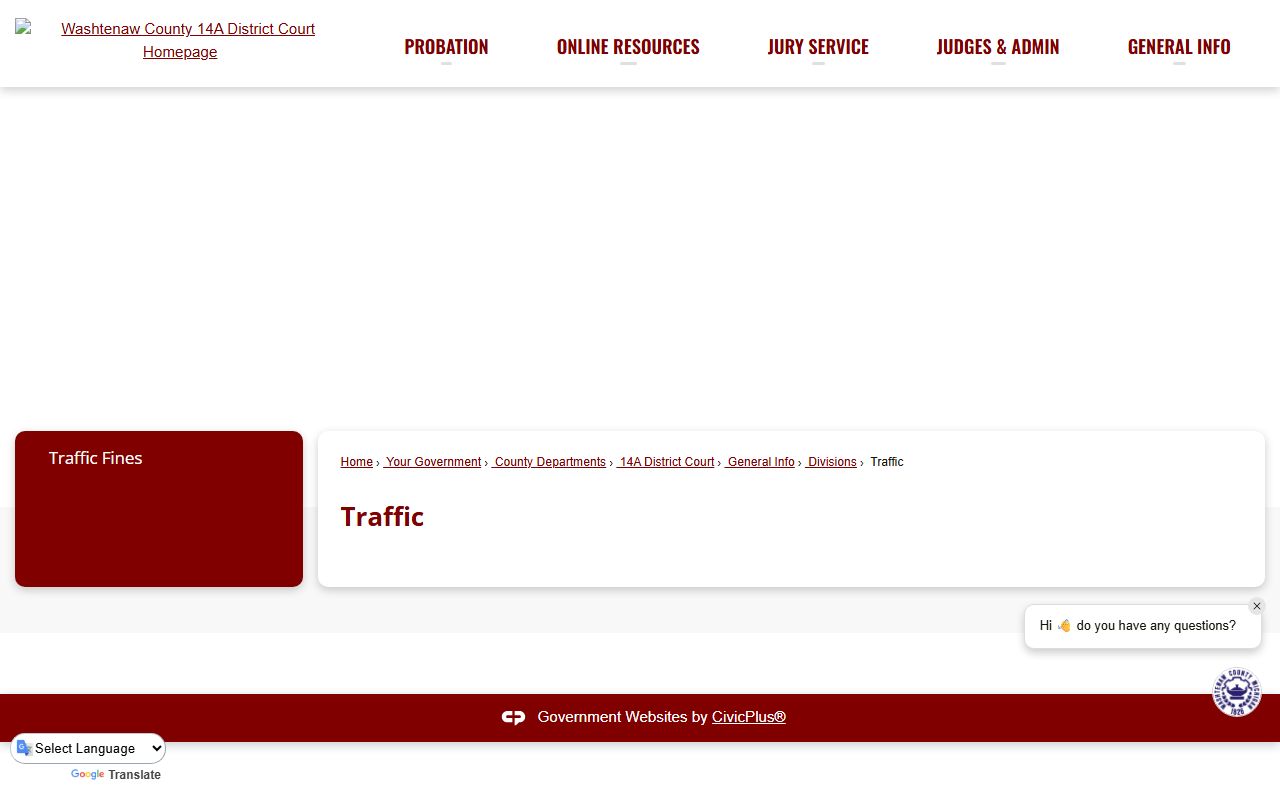 Washtenaw County 14A District Court traffic ticket information