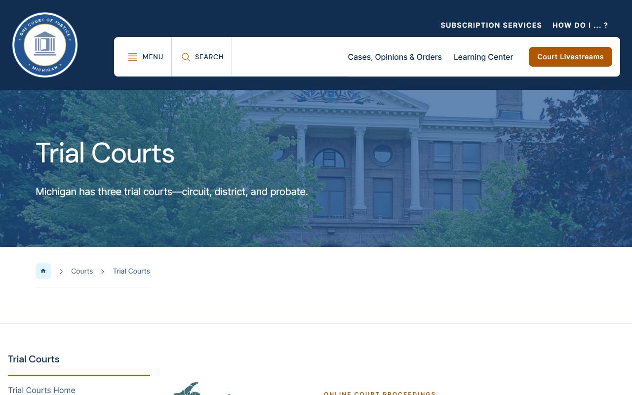 Michigan trial court structure behind Washtenaw County Court records
