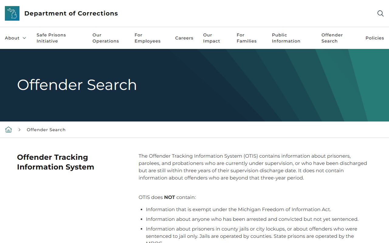 Washtenaw County inmate records Michigan DOC OTIS state prisoner search