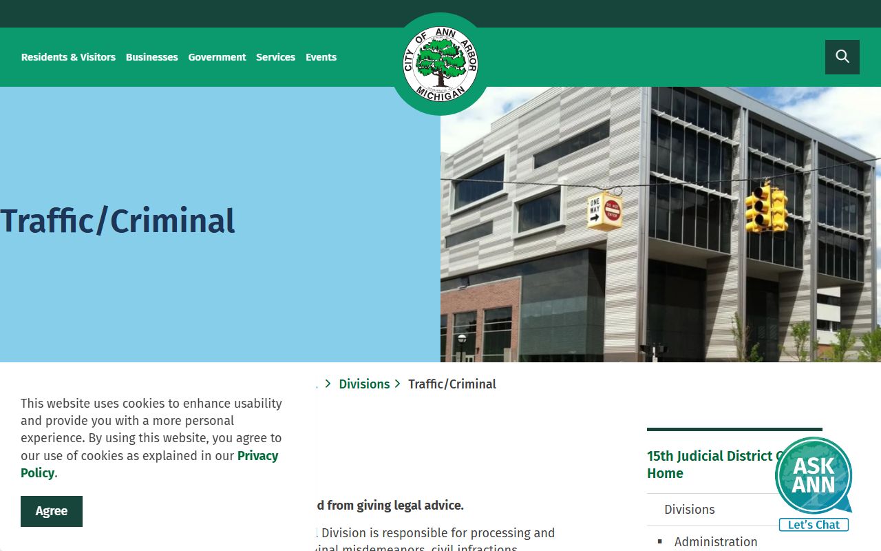 Washtenaw County traffic court records payment options at the 15th District Court